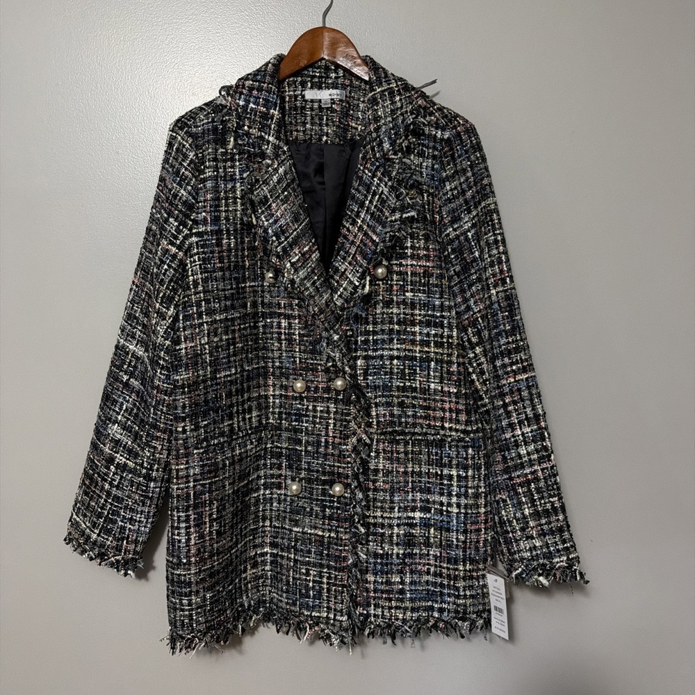 NWT WD.NY Blazer Suit Jacket XL Multicolor Pearl Button Career Quiet Luxury